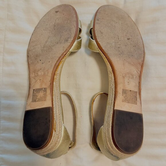 JCrew Marina Canvas Mini-Wedge Espadrilles Metallic Gold Size 8 - Picture 4 of 5